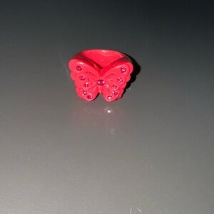 Beautiful Anna Sui Red Butterfly Ring with Gems